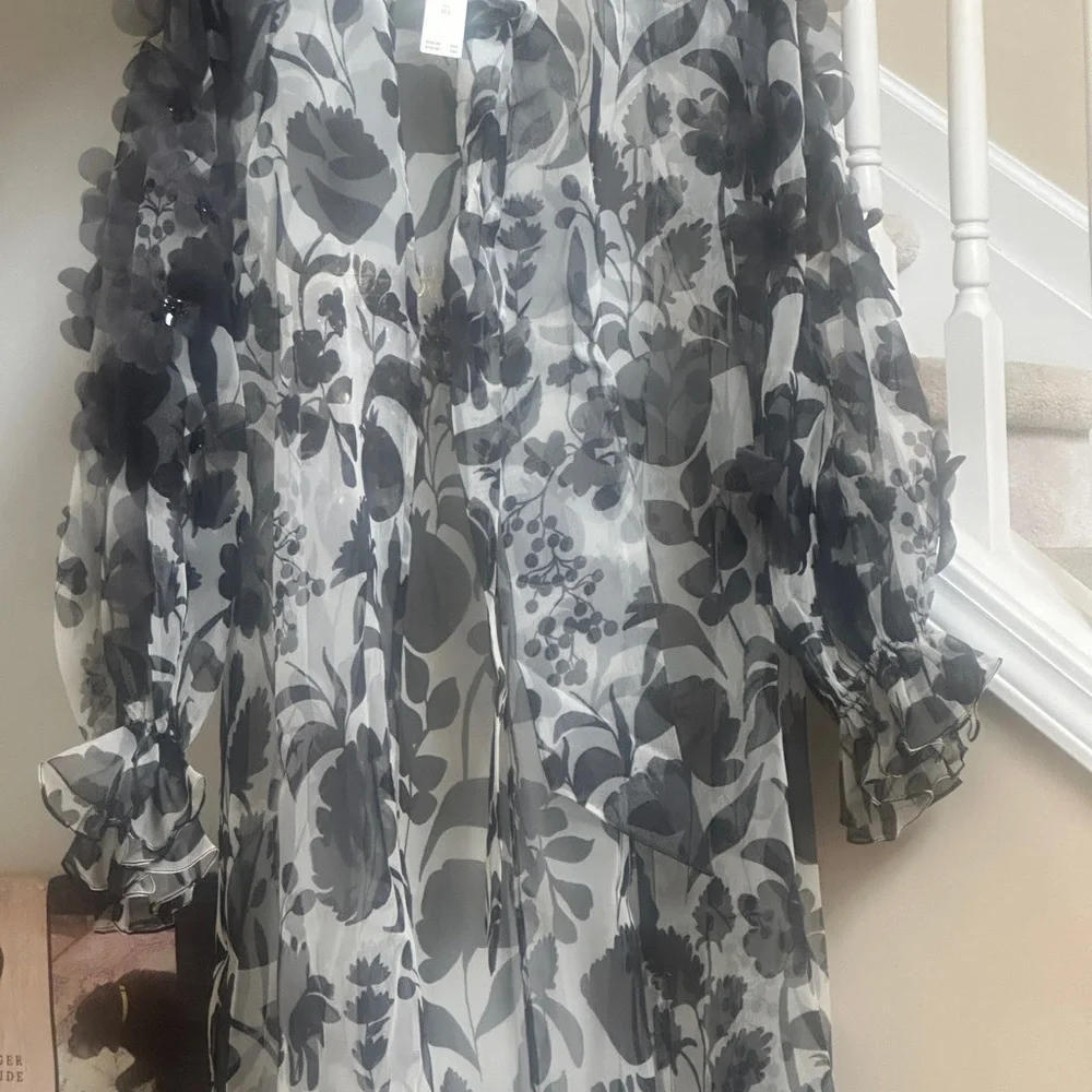Anthropologie PANKAJ & NIDHI Maxi Cape w/ tie - Picture 5 of 9